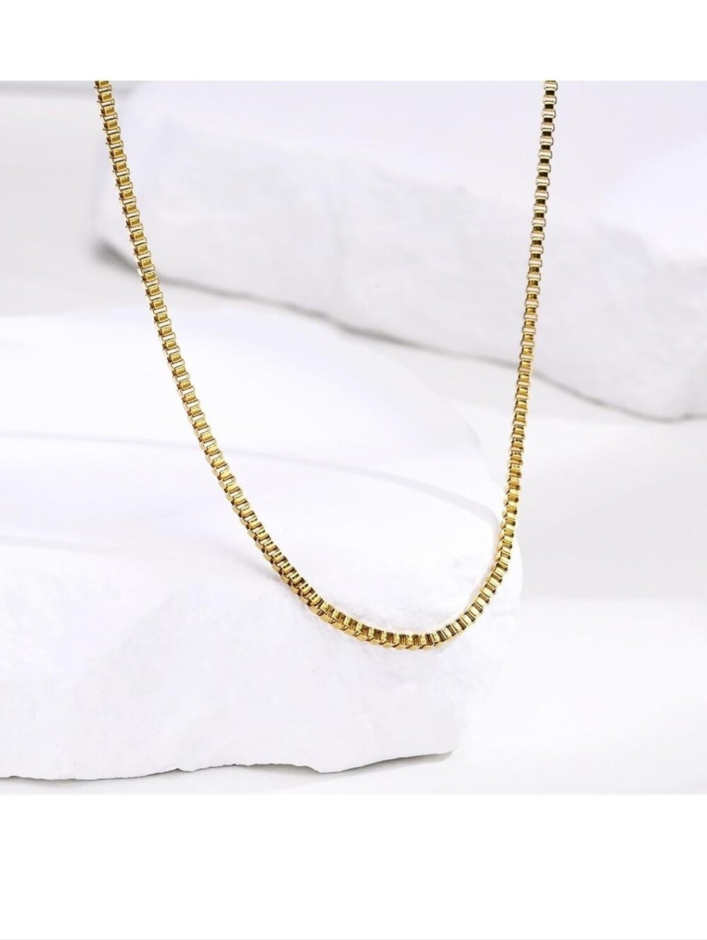 NIB Solid Gold 14k Box Chain, 24" Length, 0.6mm Width. Stamped 14k.